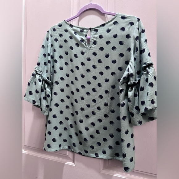Studio Mint Green Polka Dot Ruffle Sleeve Top - Picture 7 of 7